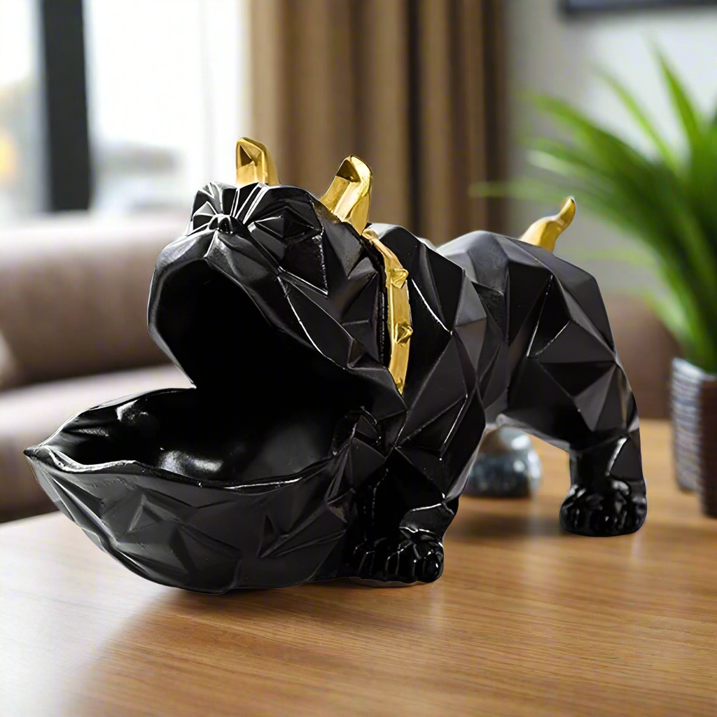 Decorative Bulldog Ceramic Open Mouth Storage Decor