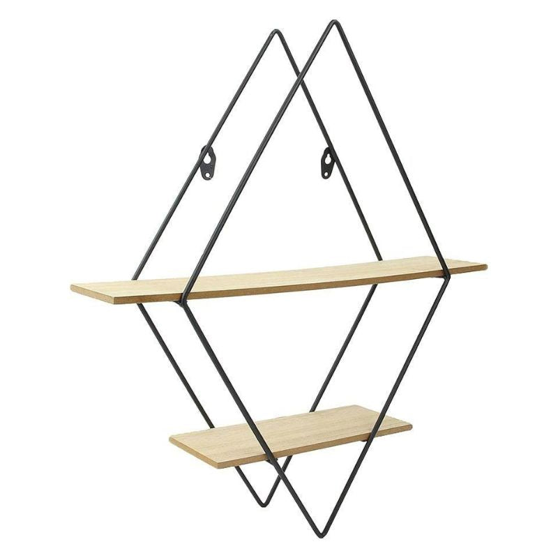 Diamond Shaped Metal & Wood Shelf