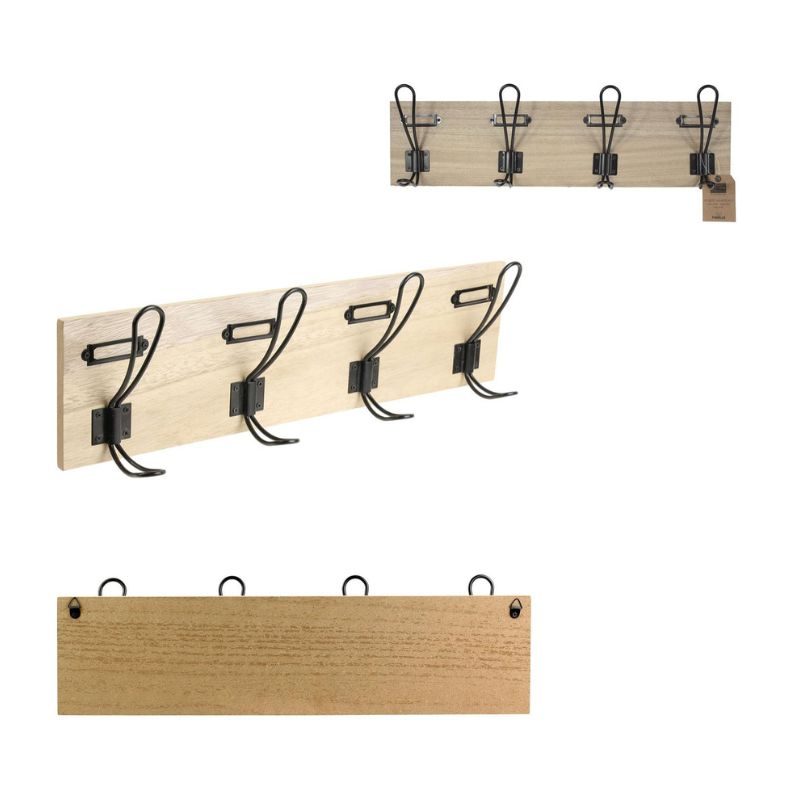 Wall Mounted Coat Hook 4 Metal Hooks