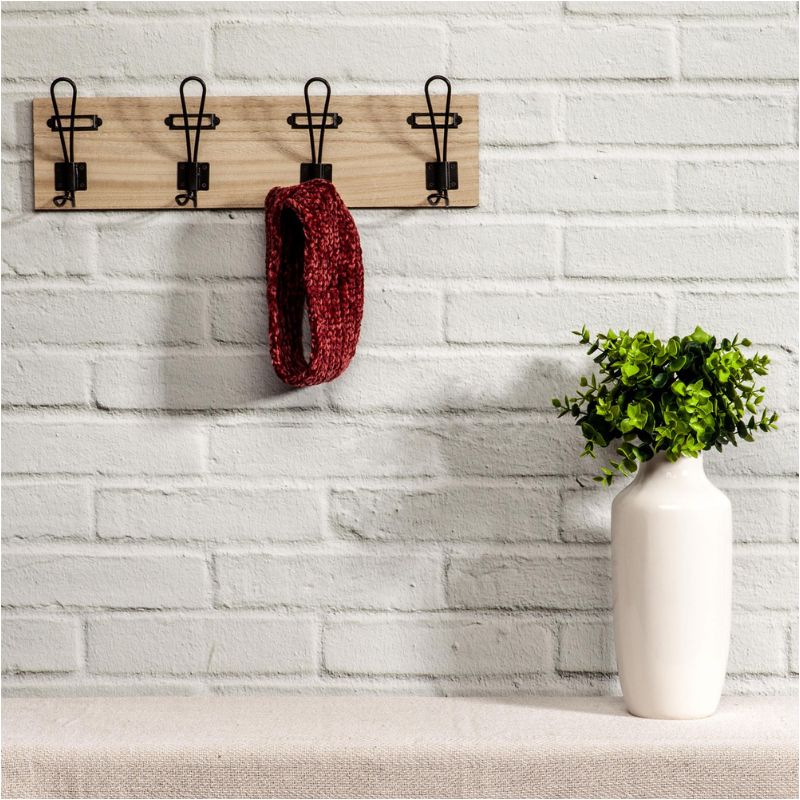 Wall Mounted Coat Hook 4 Metal Hooks