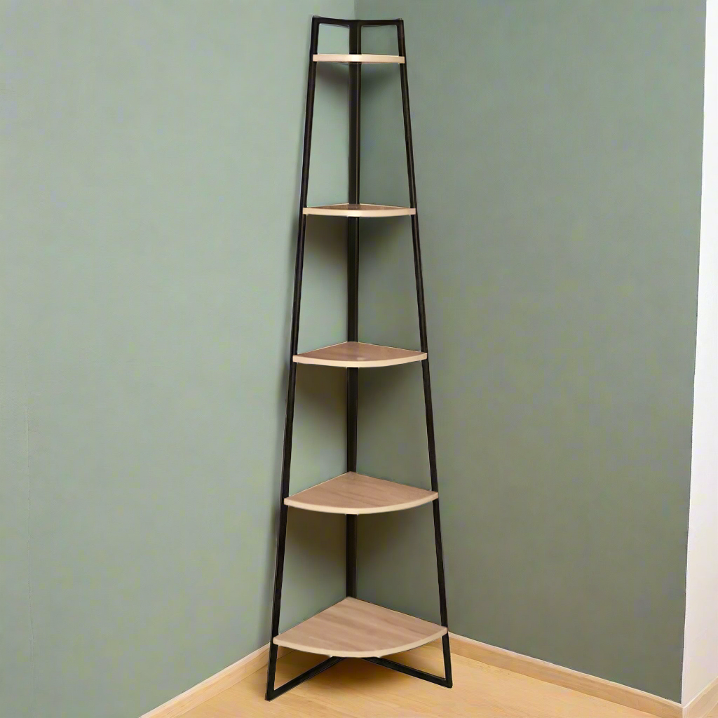 Corner Shelf 5 Levels Wood Steel