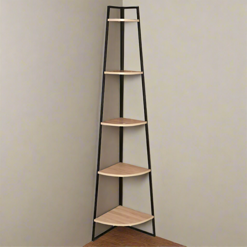 Corner Shelf 5 Levels Wood Steel