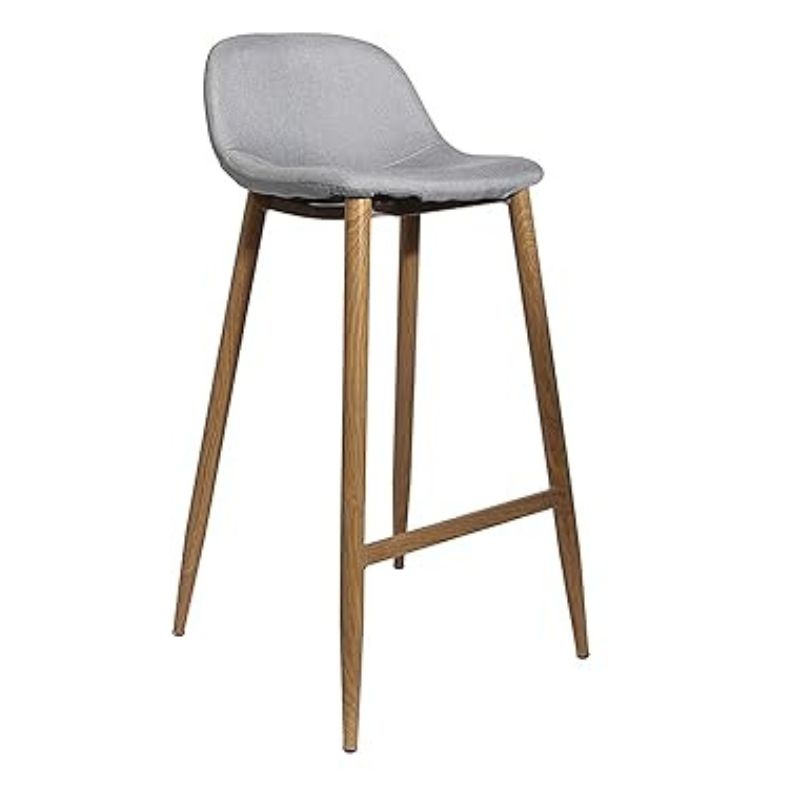 Grey Fabric Bar Stool With Metal Legs