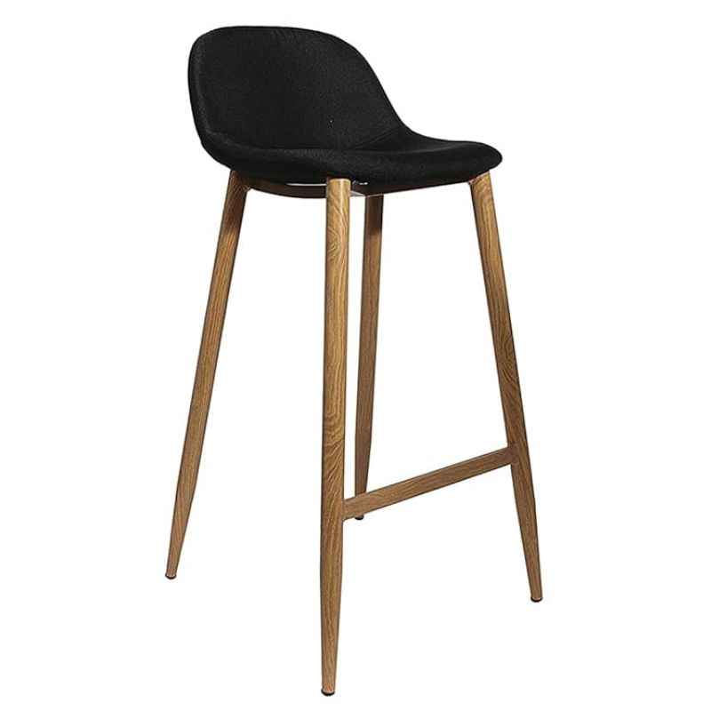 Black Fabric Bar Stool With Metal Legs
