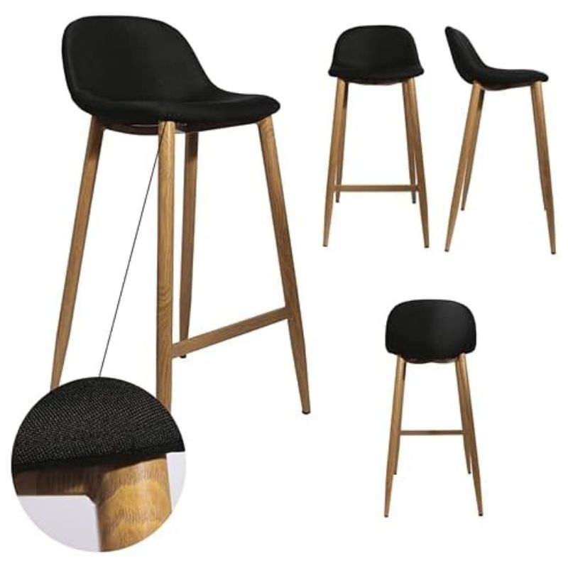Black Fabric Bar Stool With Metal Legs