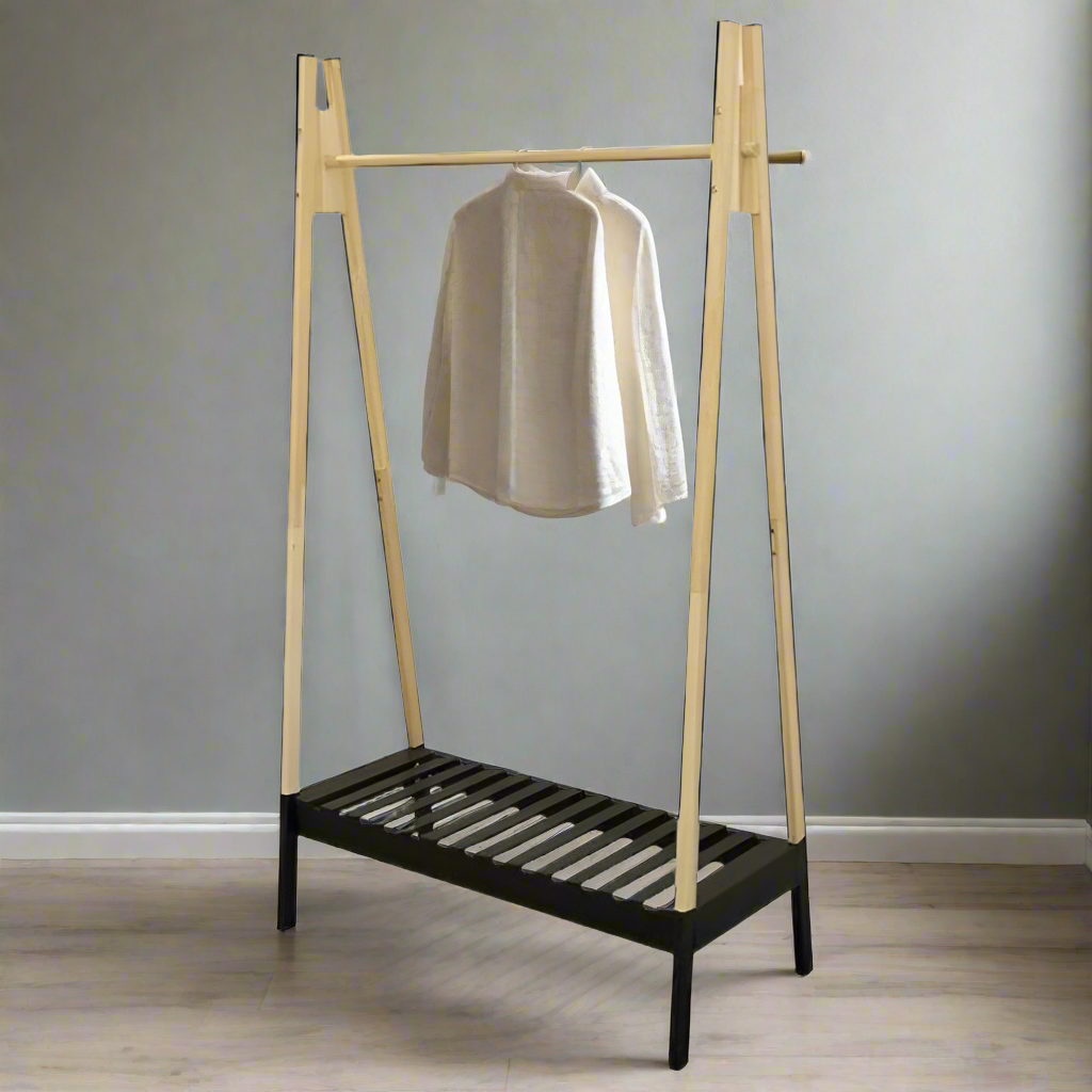 Clothes Rack Wooden In Black 100 x 46 x 170cm