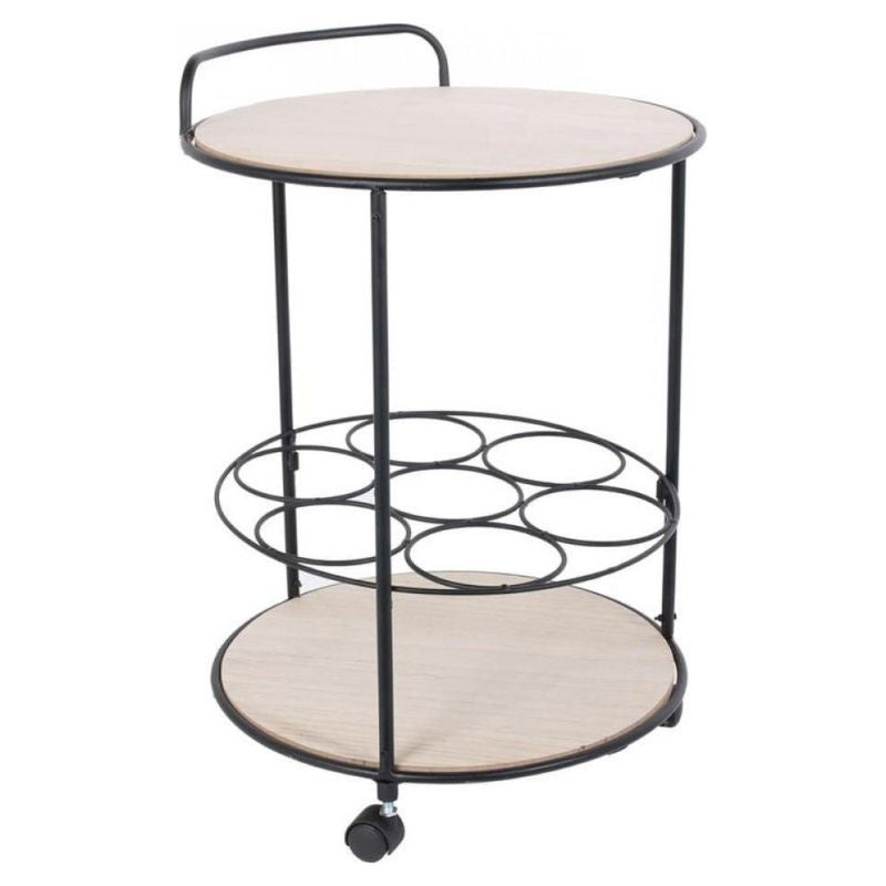 Bar Serving Trolley With 7 Bottle Holders 37 x 37 x60cm