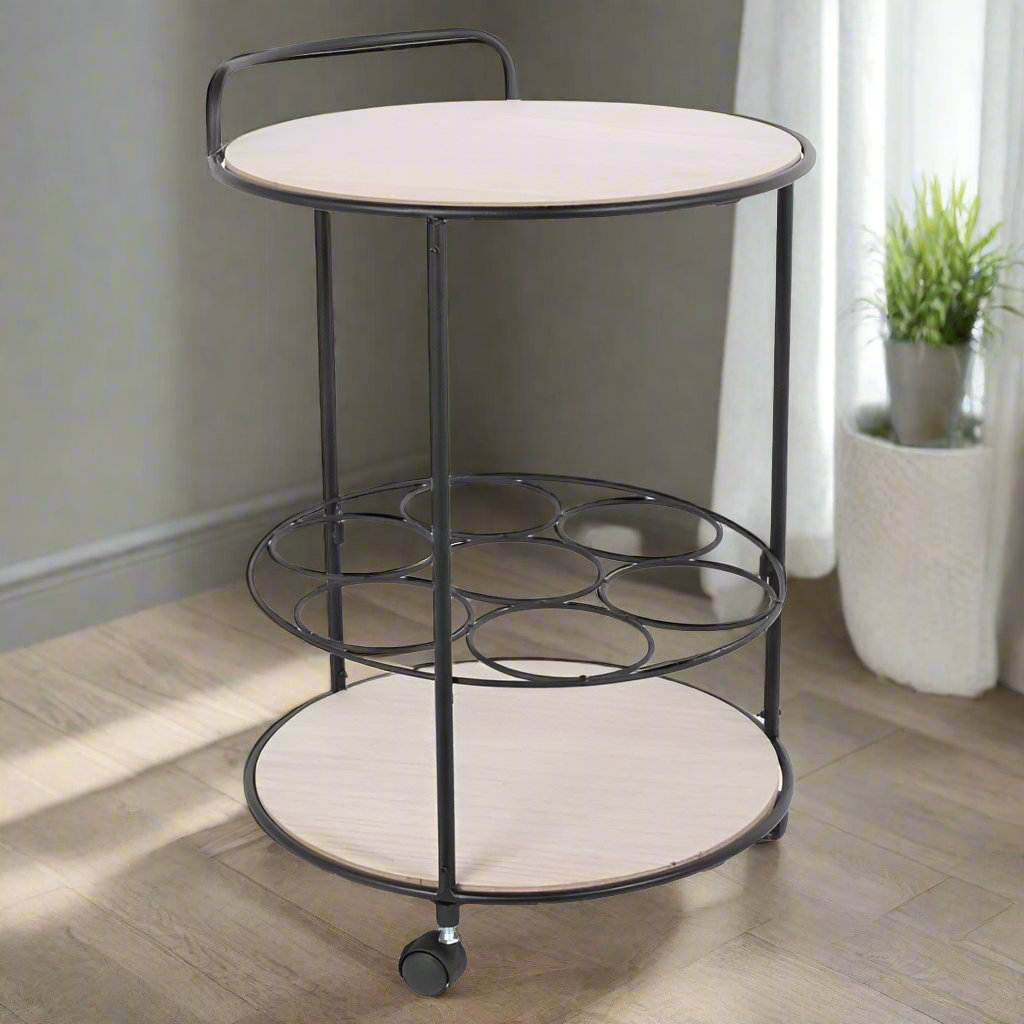 Bar Serving Trolley With 7 Bottle Holders 37 x 37 x60cm