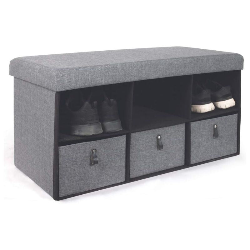 Foldable Dark Grey Storage Bench