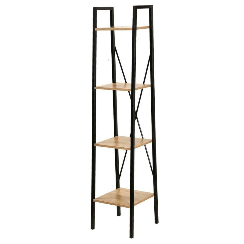 4 Tier Wood & Metal Shelf Black