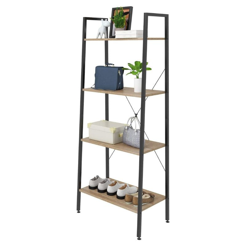 4 Tier Wood & Metal Shelf Black
