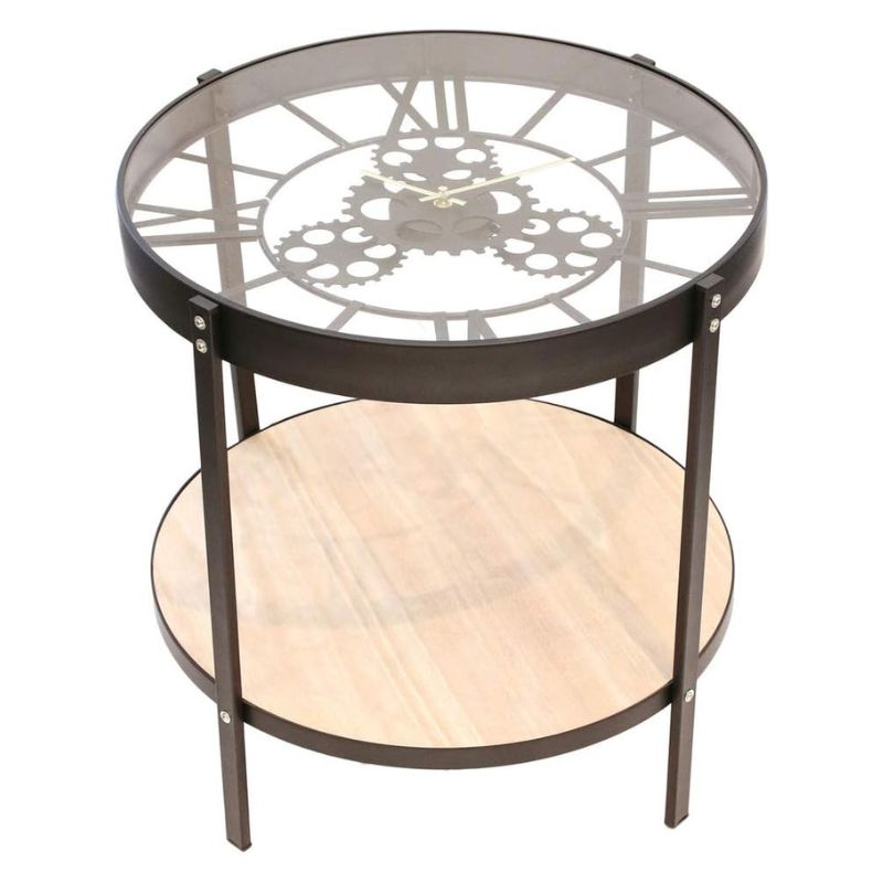 Clock Face Side Table Black
