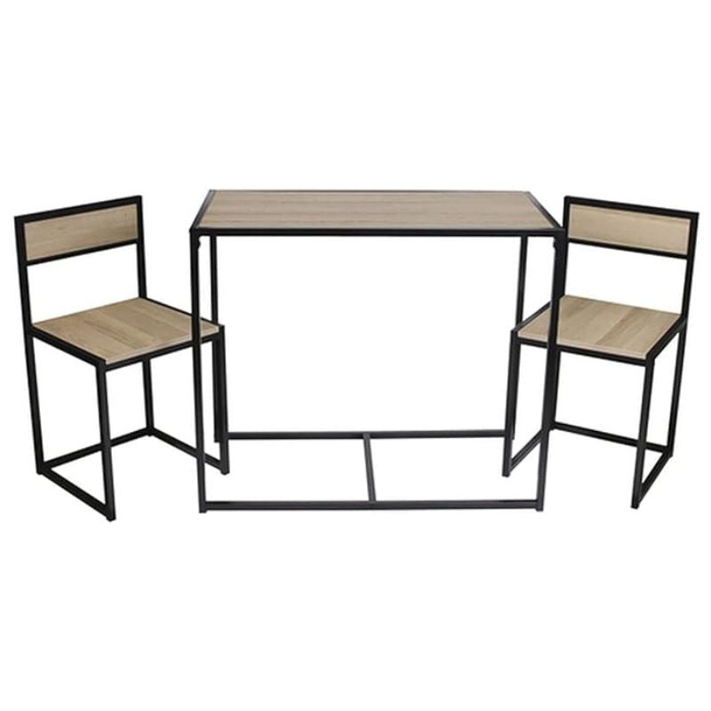 Wooden Table With 2 Wooden Chair Black Frame