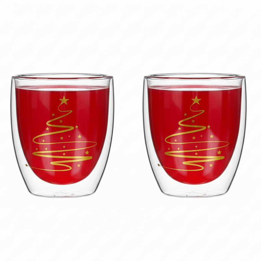 Set Of 2 Latte Double Wall Glasses 320ml
