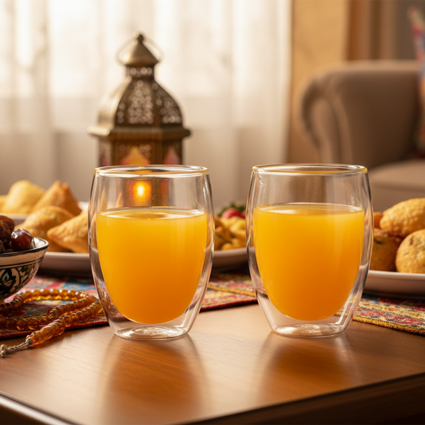 Set Of 2 High Double Wall Glasses 360ml