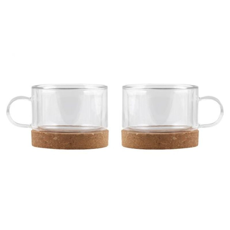 Set of 2 glasses with cork bottom 220ml