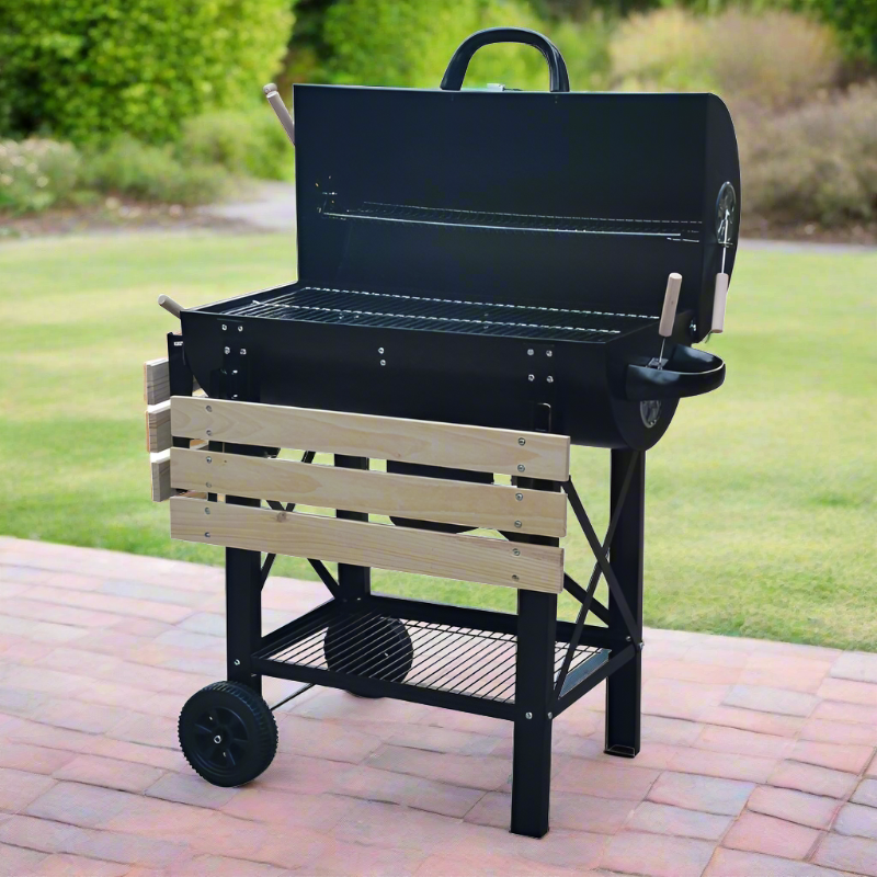 Barbecue charcoal grill Wooden Top Black