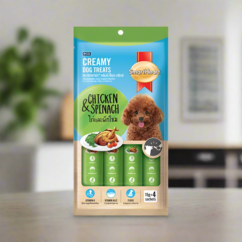 SmartHeart Creamy Dog Treats Chicken & Spinach 60gm