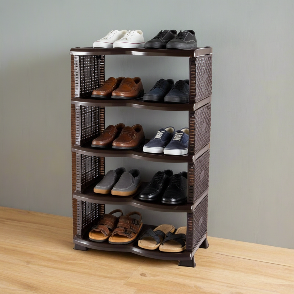 Rattan Eco Shoes Rack Brown
