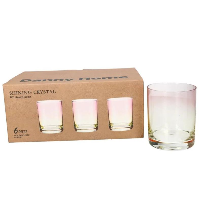 Drinking Glass Set Yellow & Pink 410ml (Set of 6)