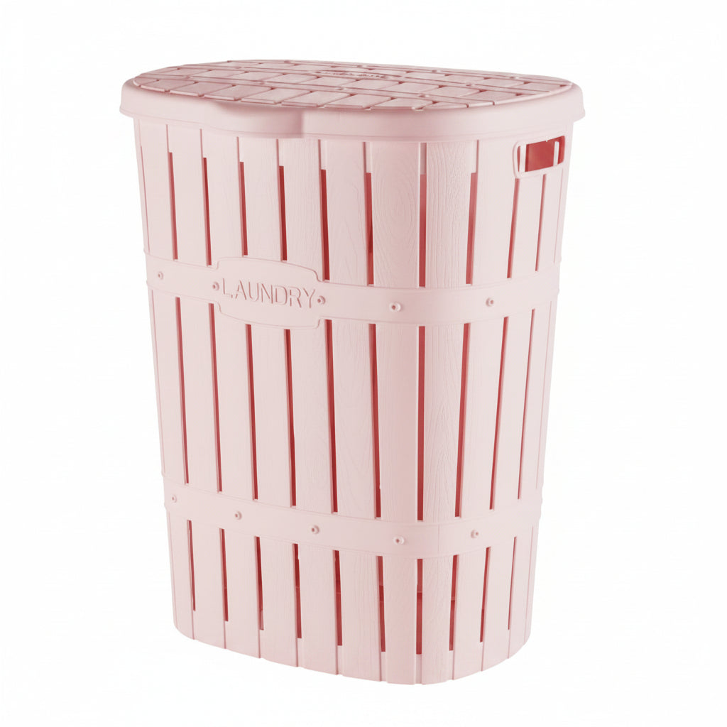 Bamboo Laundry Basket Pink Powder