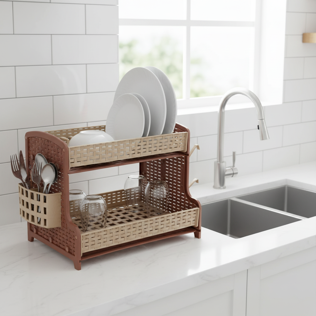 Galaxy Rattan Dish Rack Beige