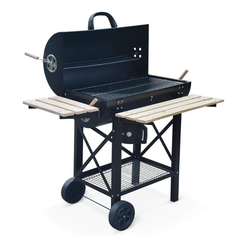 Barbecue charcoal grill Wooden Top Black