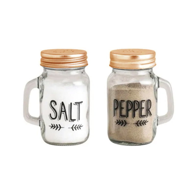 Vintage Mason Jar Salt & Pepper Shaker Set Copper Lid