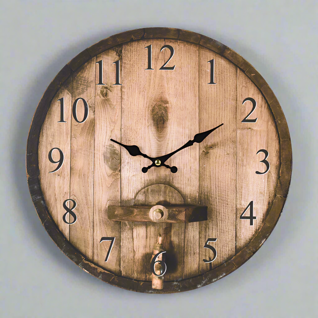 Wall Clock MDF Bistro Theme 33cm