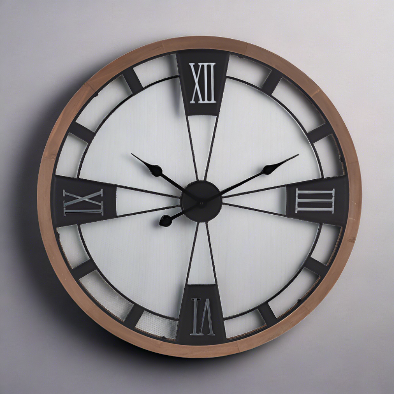Wall Clock Wood Metal