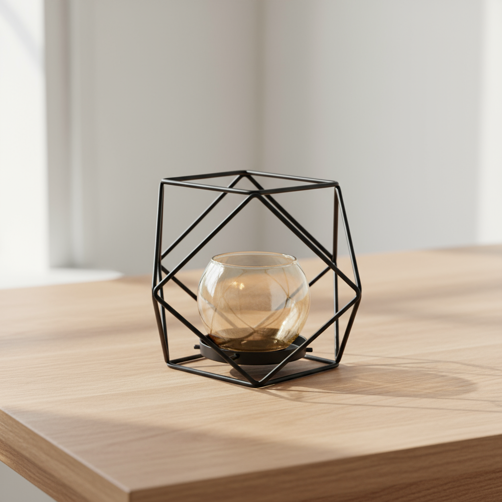 Metal Candle Holder Black