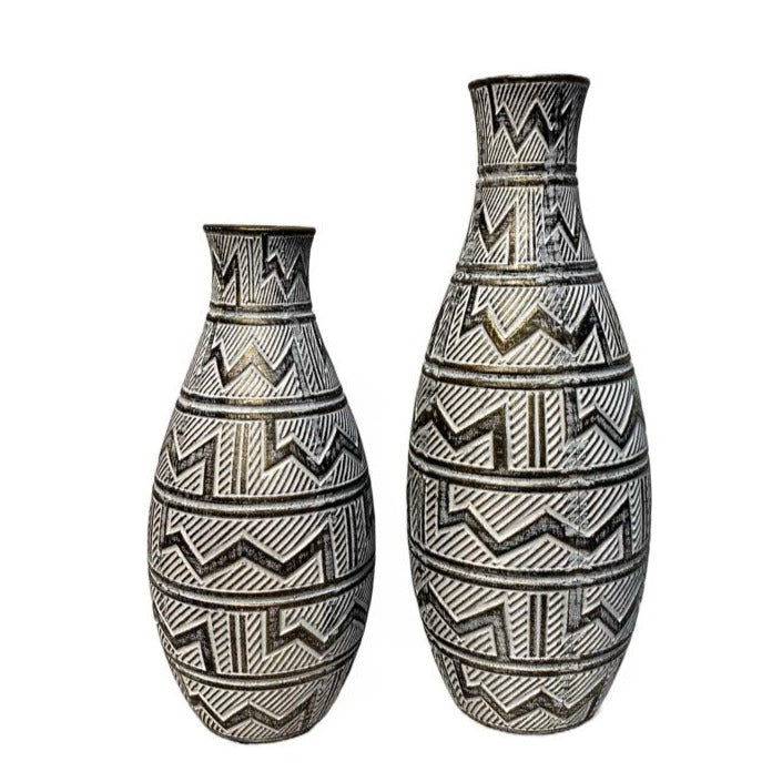 Ceramic Flower Vase Black & White (Set of 2) by JB Saeed Studio Buy