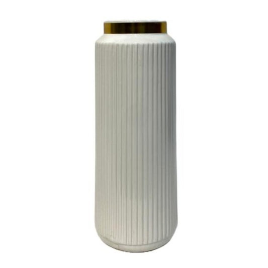 Ceramic Flower Vase White & Gold Large