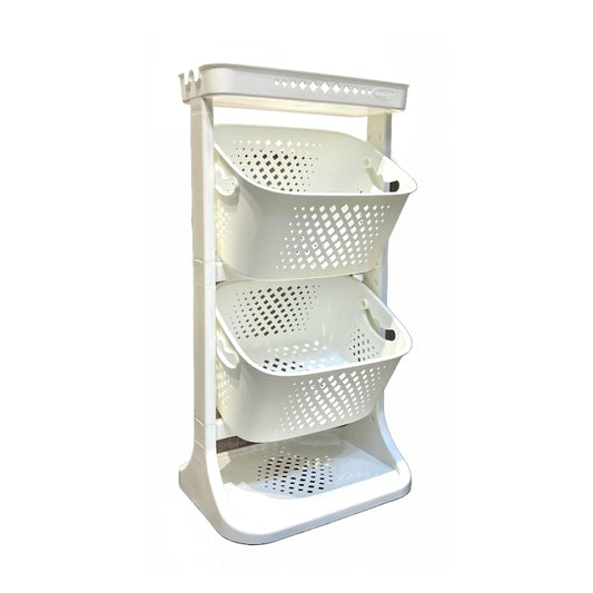 Multi Purpose Storage Basket 2 Tier White