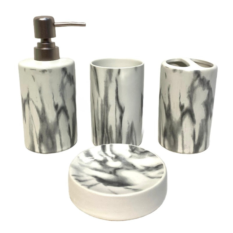Bathroom Set White Marble (Set of 4Pcs)