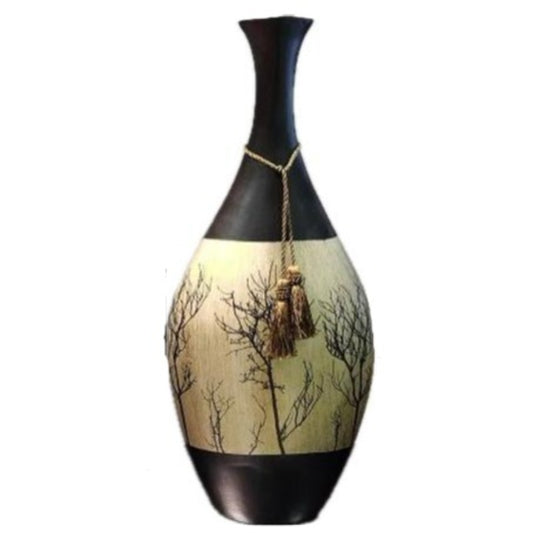 Tall Black & Gold Ceramic Vase