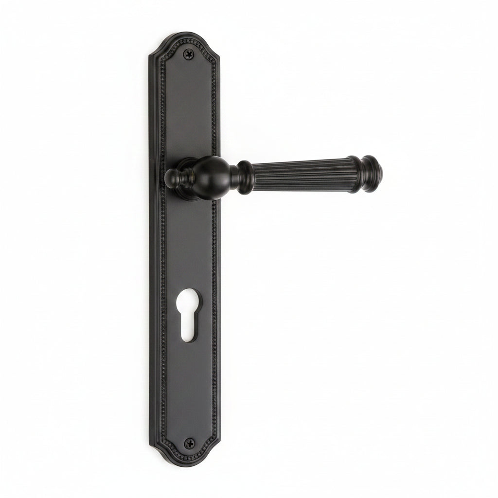 Door Handle on Plate Veronica Black