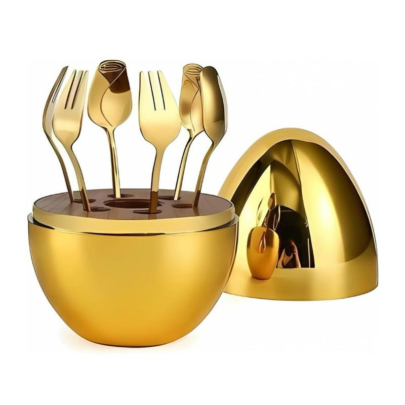 6 pcs Fork Holder Egg Gold
