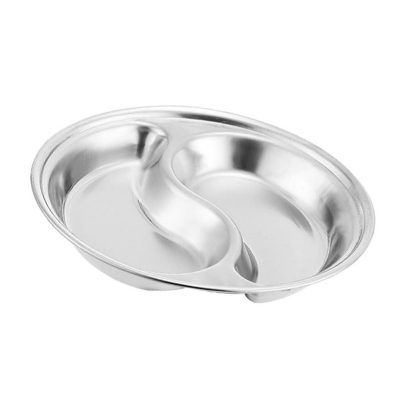 2-Division Stainless Steel Shawarma Platter Silver 12cm