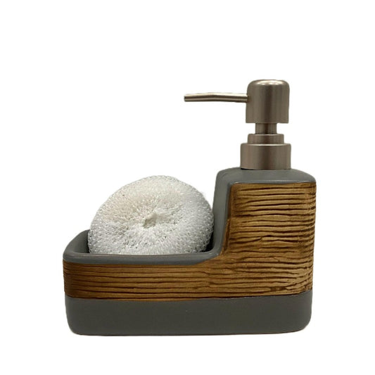 Soap Dispenser With Loofah Sponge Grey