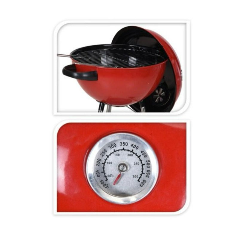 Charcoal BBQ Grill Spherical Red