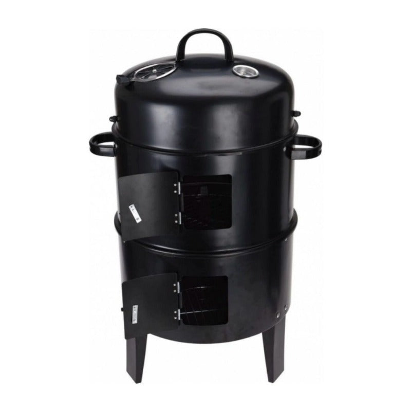 Charcoal BBQ Smoker Grill With Chimney Black