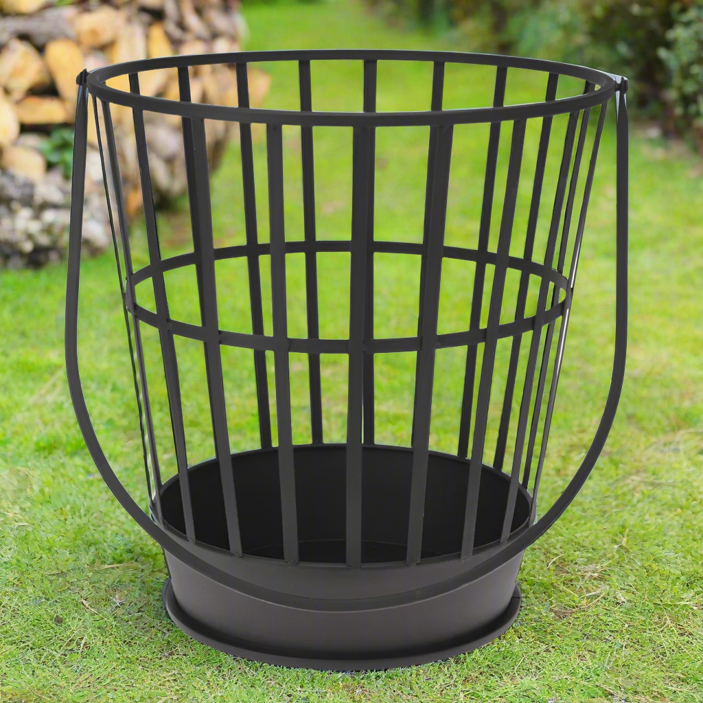 Metal Firewood Basket With Handle Black