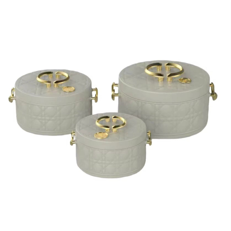Food Warmer Hotpot Set Grey & Gold (Set of 3)