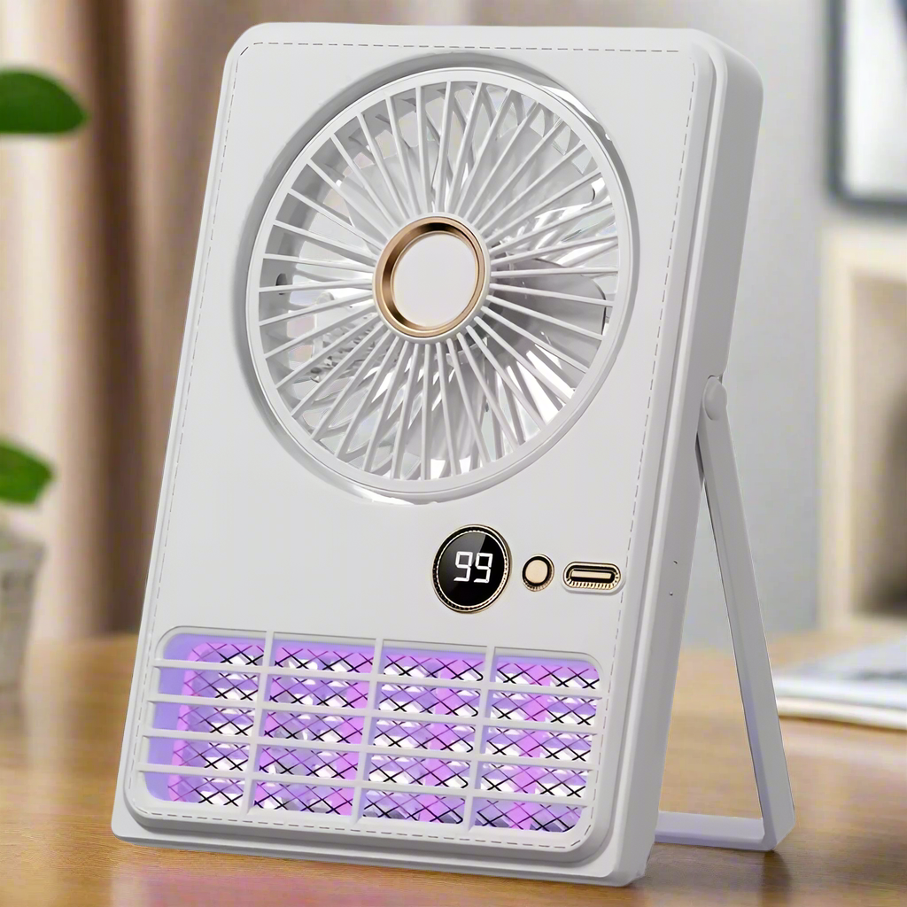 Rechargeable Foldable Oscillating Fan With Mosquito Killer Lamp