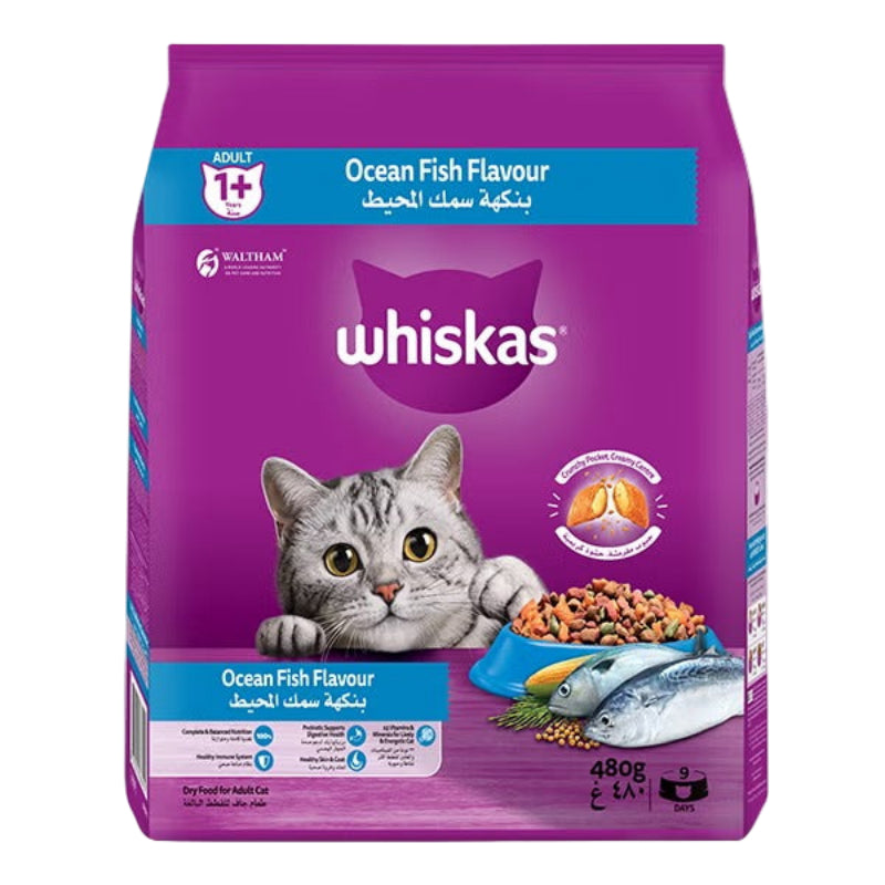 Whiskas Bag Ocean Fish 1+ 480g (Pack of 18)