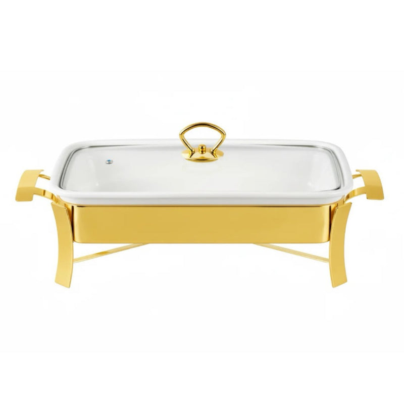 Rectangular Burner Dish With Golden Stand 2L