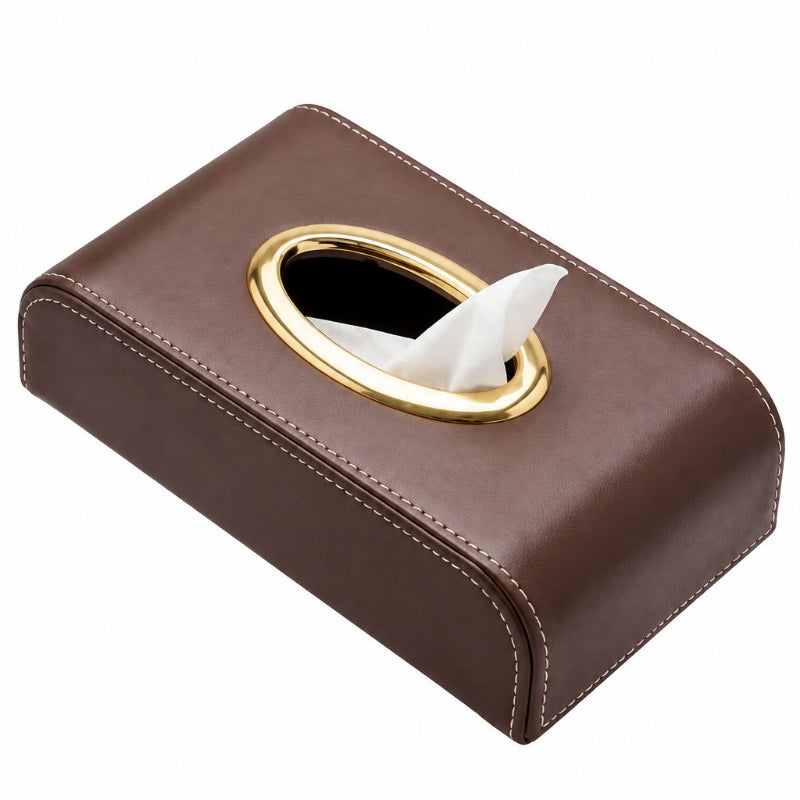 PU Leather Car Tissue Box Brown