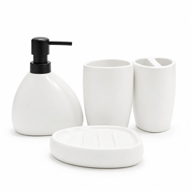 Ceramic Bathroom Set White (Set of 4 Pcs)