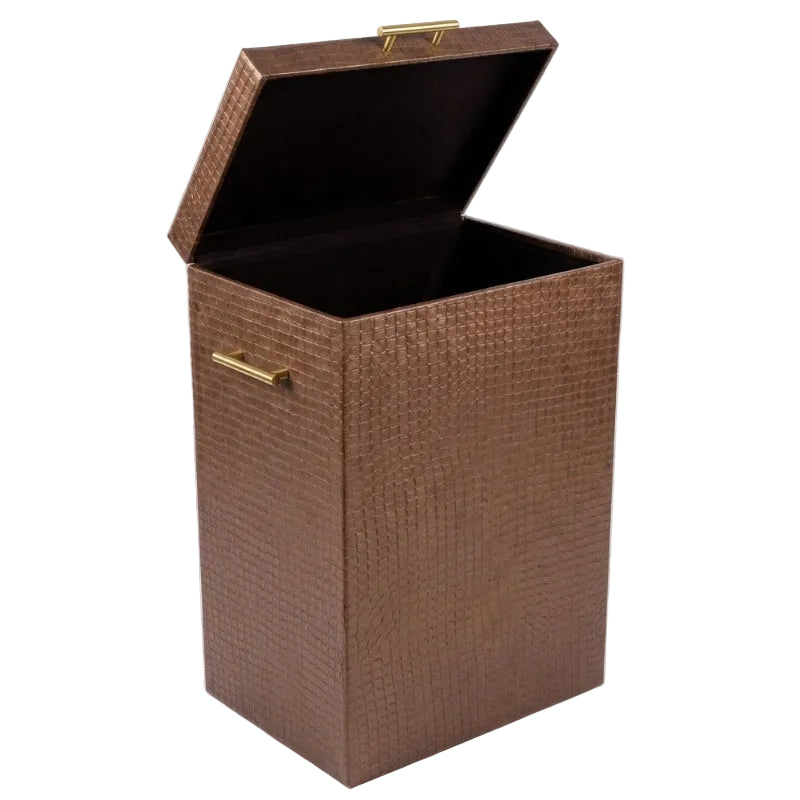 PU Leather Laundry Hamper Brown
